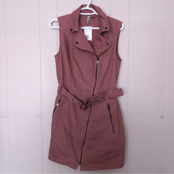 Biker dusty rose zip up dress - Picture 1 of 4